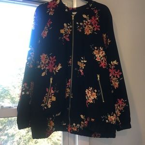 Plus Size Floral Bomber